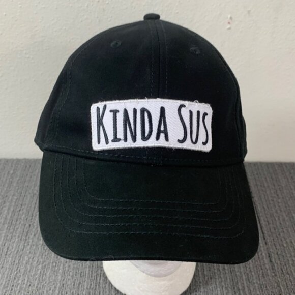 Kinda Sus Baseball Hat Cap Unisex OSFM Black Adjustable Strapback - Picture 1 of 12